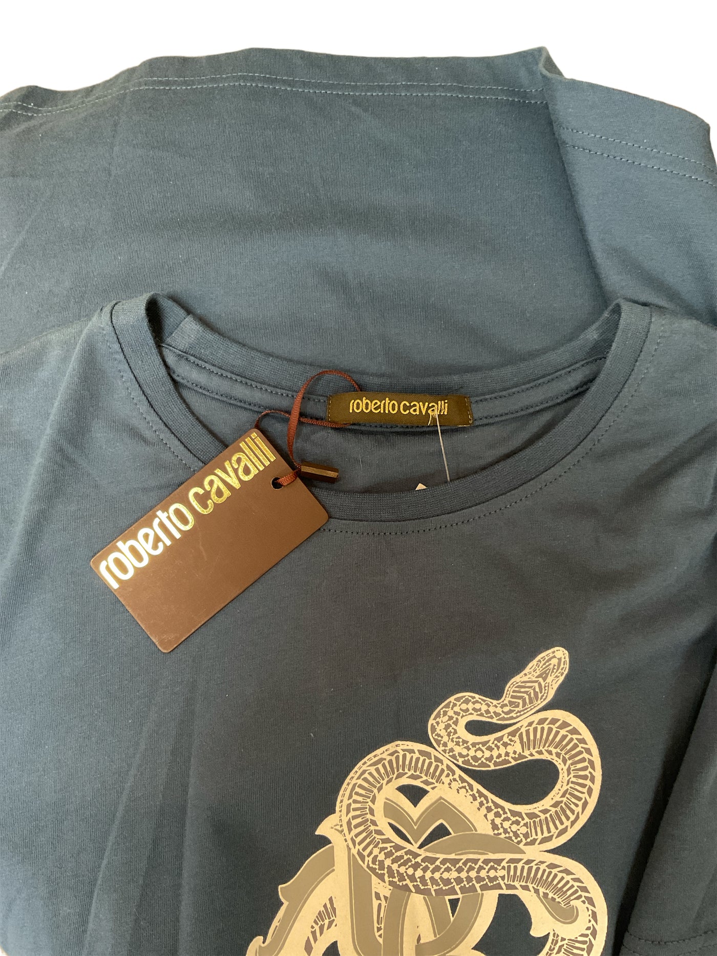 Roberto Cavalli Size X-Large Blue T-Shirt