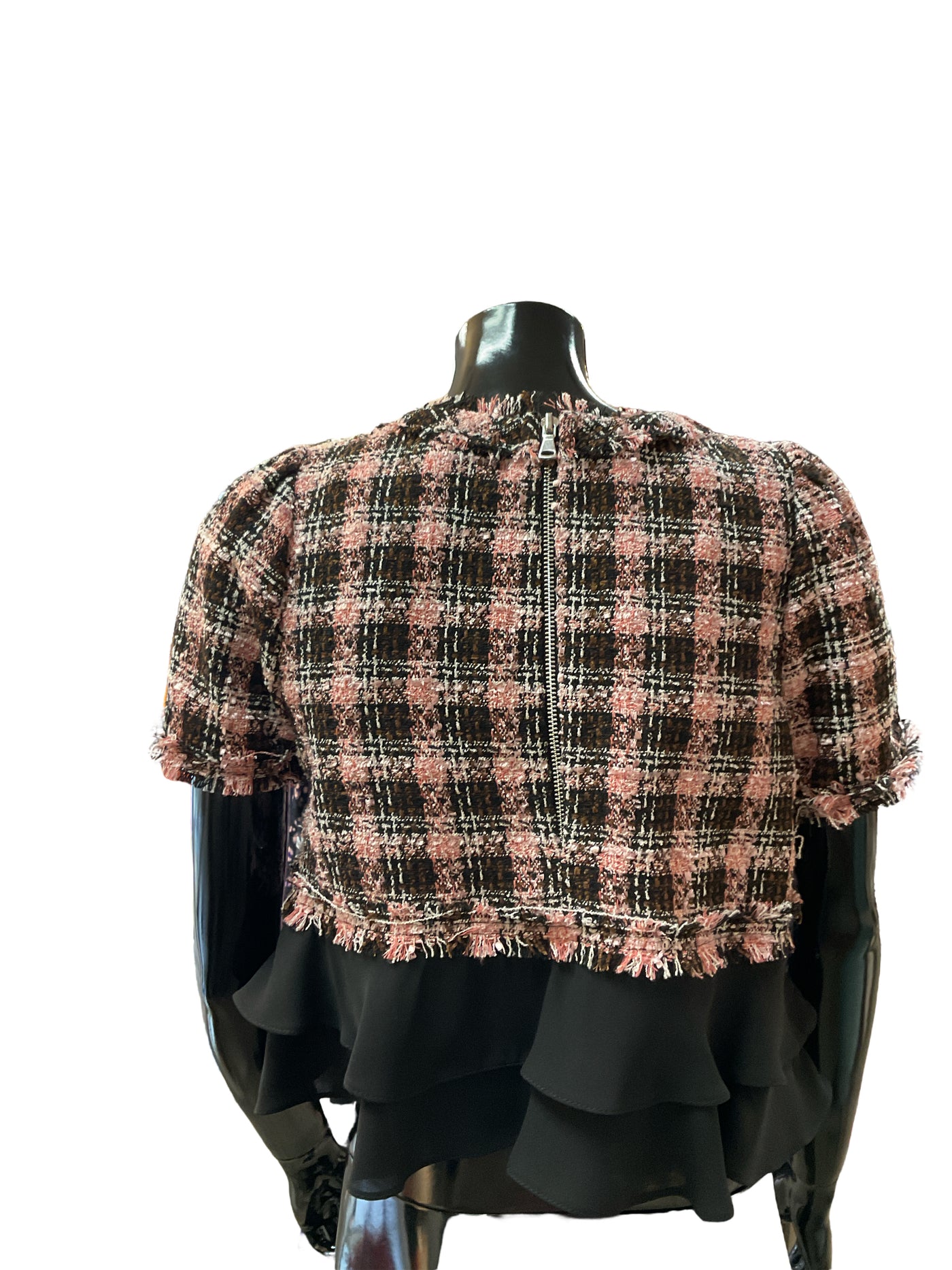 River Island Size 6 Black & Pink Blouse