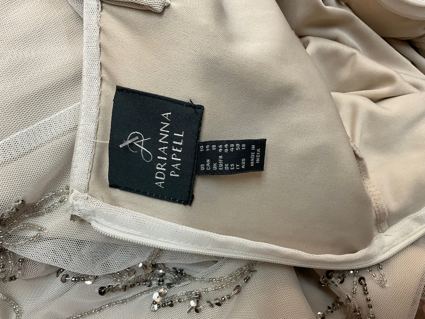 Adriana Papell Size 14 Beige Dress