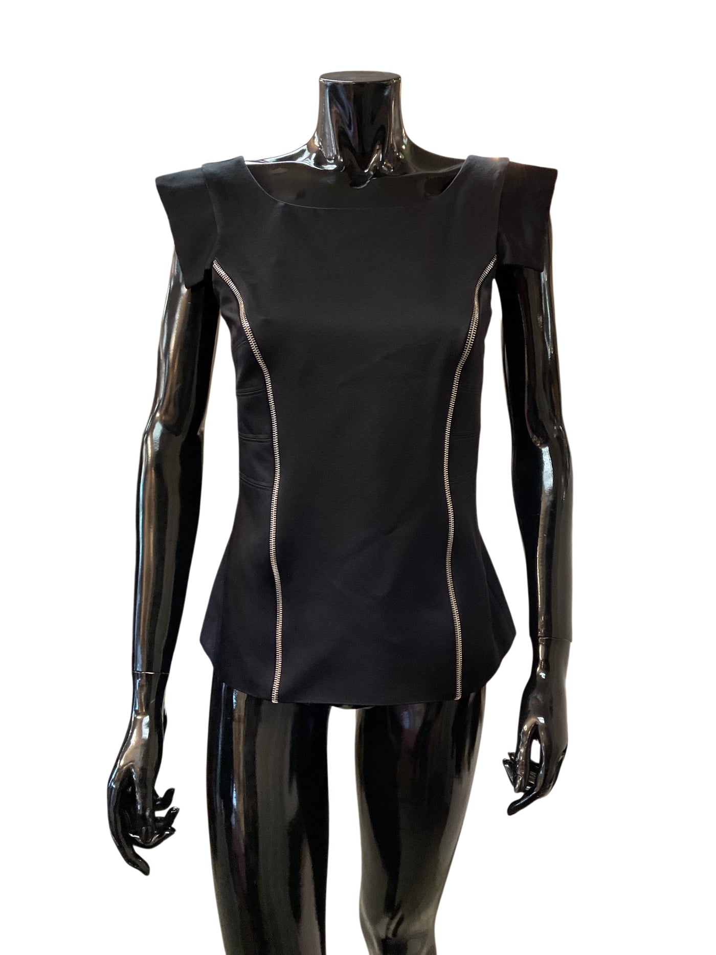 Frank Tell Size 8 Black Blouse