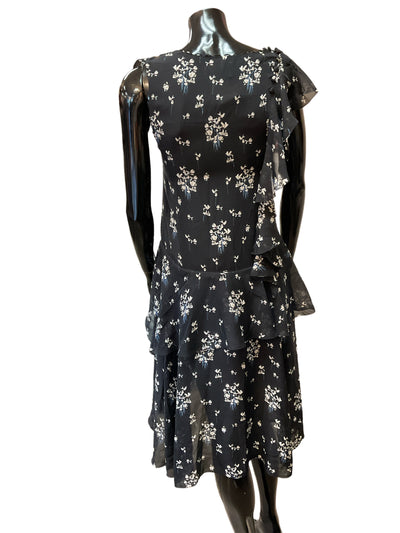 ERDEM Size Small Black floral Dress