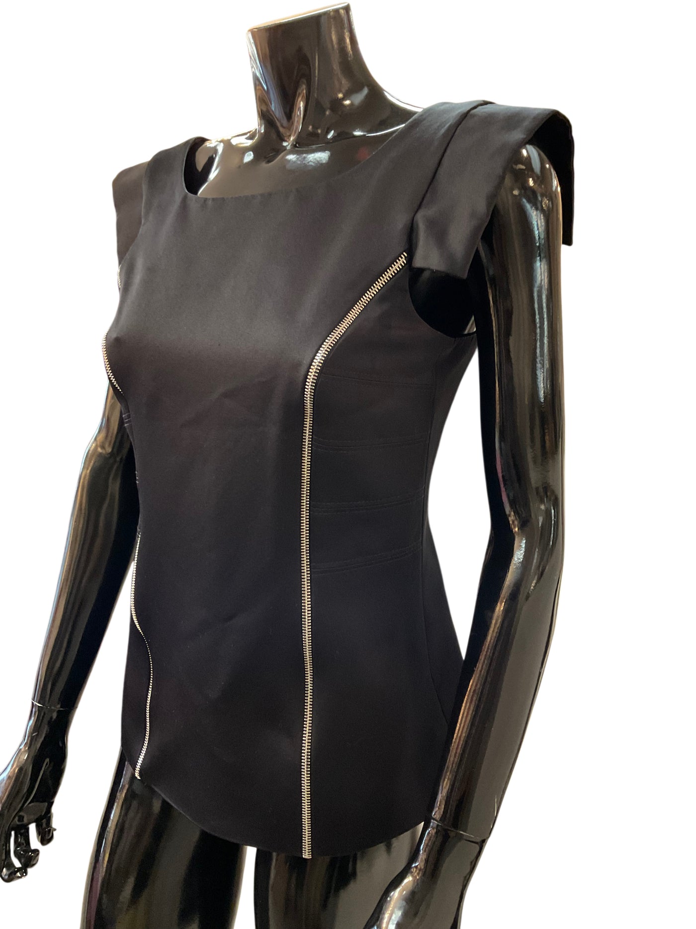 Frank Tell Size 8 Black Blouse