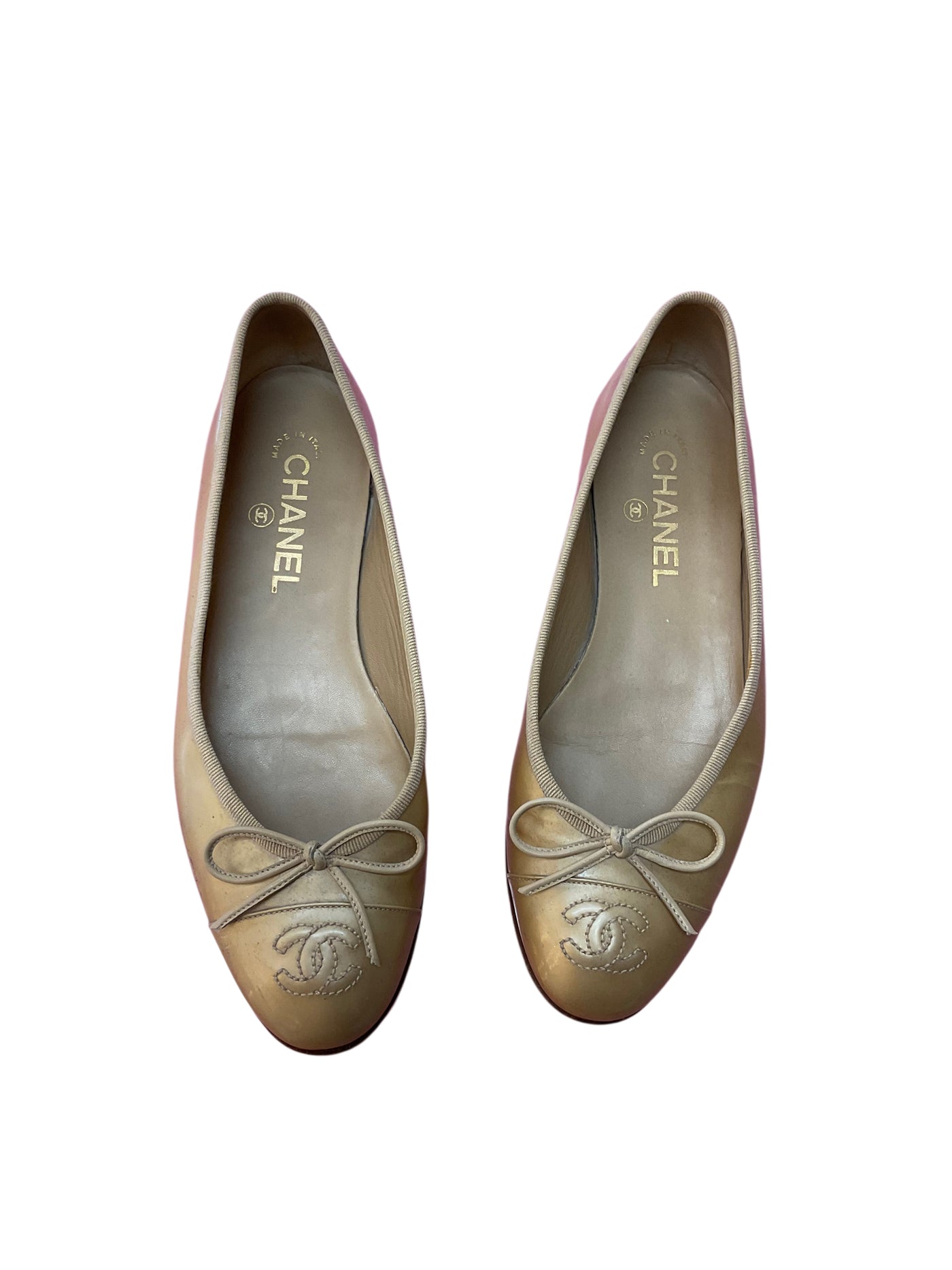 chanel Size 37 1/2 Gold Shoes