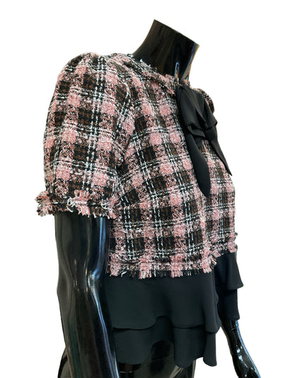 River Island Size 6 Black & Pink Blouse