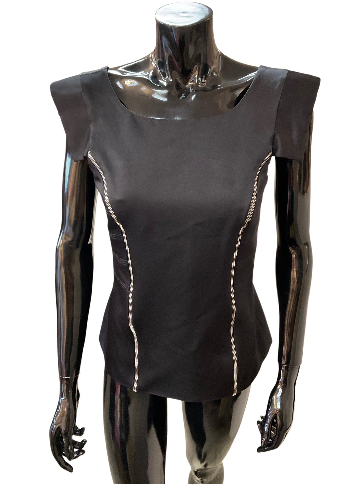 Frank Tell Size 8 Black Blouse