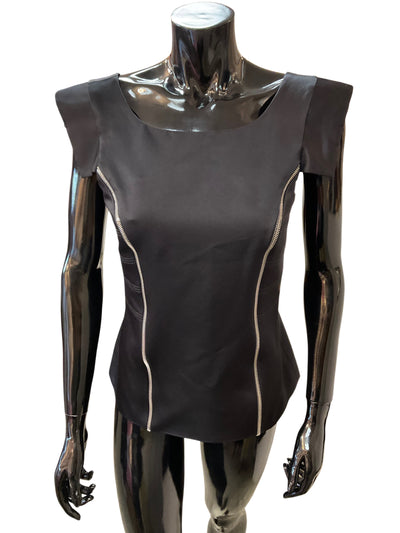 Frank Tell Size 8 Black Blouse
