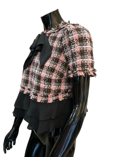 River Island Size 6 Black & Pink Blouse