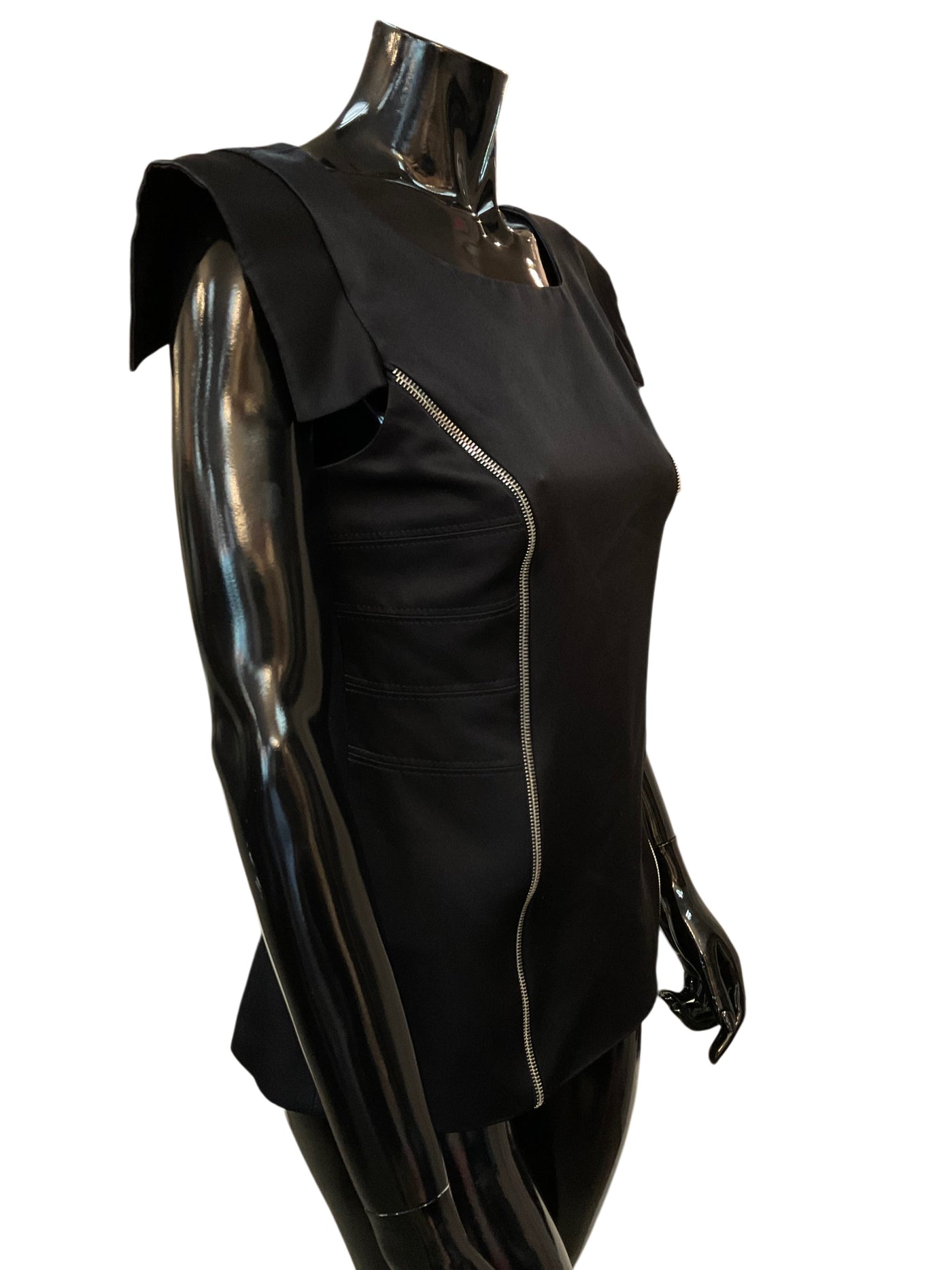 Frank Tell Size 8 Black Blouse