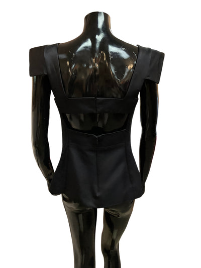 Frank Tell Size 8 Black Blouse